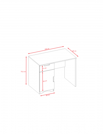 Birou copii Classic MDF alb, 100x75,5 cm, cu sertar si spatiu depozitare [6]