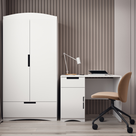 Birou copii Classic MDF alb, 100x75,5 cm, cu sertar si spatiu depozitare [1]