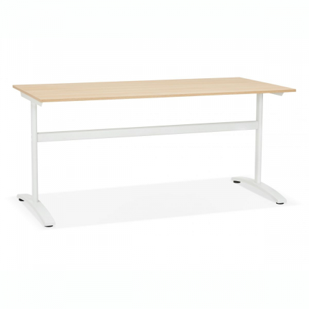 Birouri si mese - Birou cu blat lemn natur Ovid 160x80 cm, picioare albe metal, OT00800NAWH - Kokoon