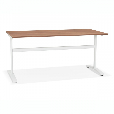 Birouri si mese - Birou cu blat lemn nuc Ovid 160x80 cm, picioare albe metal, OT00810WAWH - Kokoon