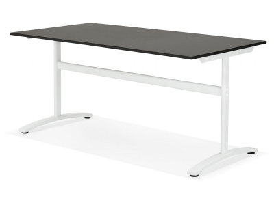 Birou cu blat negru Ovid 160x80 cm, picioare albe metal, OT00790BLWH - Kokoon [2]