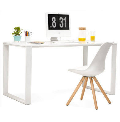 Birou alb lucios Ejo 150x70 cm blat lemn lacuit, picioare albe metal, OT00240WH - Kokoon [11]