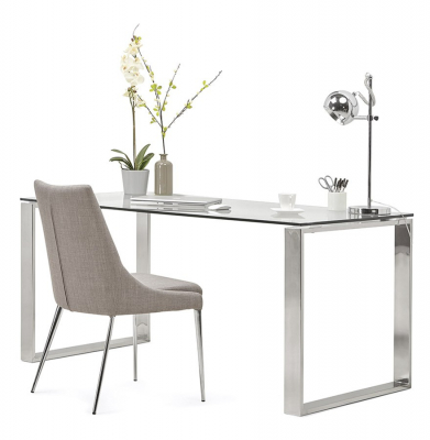 Birou premium Vitro 160x80 cm sticla transparenta securizata, picioare otel, OT00250CL - Kokoon [10]
