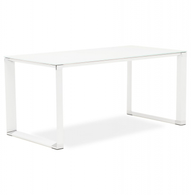 Birou managerial alb Warner III alb 160x80 cm, sticla securizata, picioare albe otel, OT00170WH - Kokoon [3]