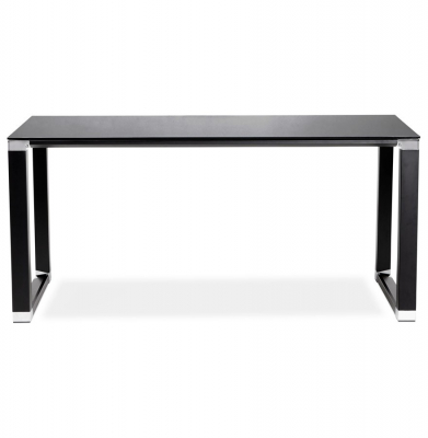 Birou managerial negru Warner III 160x80 cm, sticla securizata, picioare negre otel, OT00190BL - Kokoon [1]