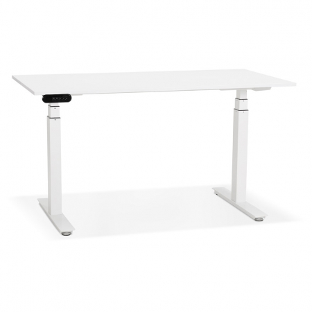 Birouri si mese - Birou electric alb Valko cu inaltime reglabila, 140x70 cm, picioare albe, OT01170WHWH - Kokoon