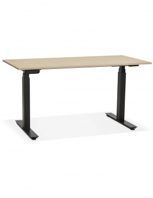 Birou electric lemn natur Valko cu inaltime reglabila, 140x70 cm, picioare negre, OT01120NABL - Kokoon [1]