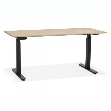 Birouri si mese - Birou electric lemn natur Valko cu inaltime reglabila, 160x80 cm, picioare negre, OT01150NABL - Kokoon