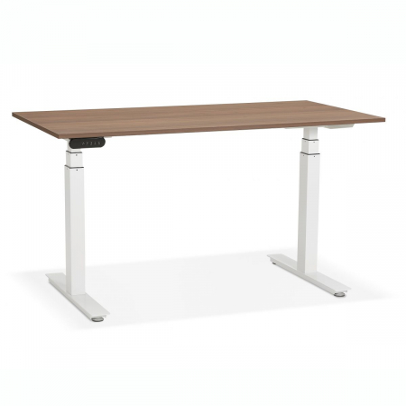 Birouri si mese - Birou electric lemn nuc Valko cu inaltime reglabila, 140x70 cm, picioare albe, OT01190WAWH - Kokoon