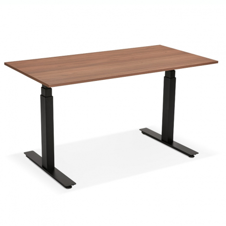 Birouri si mese - Birou electric lemn nuc Valko cu inaltime reglabila, 140x70 cm, picioare negre, OT01130WABL - Kokoon