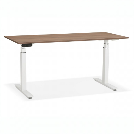 Birouri si mese - Birou electric lemn nuc Valko cu inaltime reglabila, 160x80 cm, picioare albe, OT01220WAWH - Kokoon