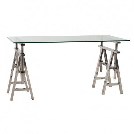 Birouri si mese - Birou extavagant Vinity 150x70 cm sticla securizata transparenta, picioare otel inoxidabil, OT00130CL - Kokoon