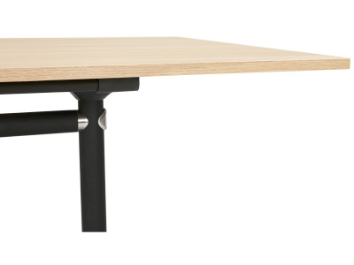 Birou lemn natur cu roti Neves 140x70 cm blat reglabil, pal melaminat / baza neagra si crom, OT01090NA - Kokoon [5]