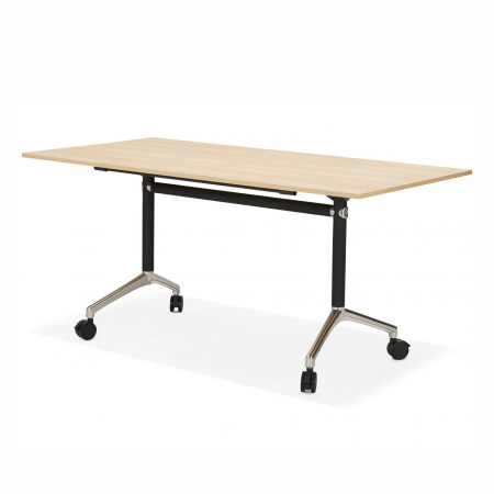 Birouri si mese - Birou lemn natur cu roti Neves 160x80 cm blat reglabil, pal melaminat / baza neagra si crom, OT00850NA - Kokoon