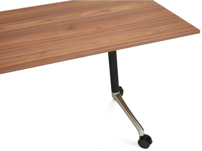 Birou lemn nuc cu roti Neves 140x70 cm blat reglabil, pal melaminat / baza neagra si crom, OT01100WA - Kokoon [1]
