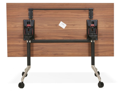 Birou lemn nuc cu roti Neves 160x80 cm blat reglabil, pal melaminat / baza neagra si crom, OT00860WA - Kokoon [6]