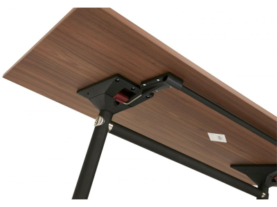 Birou lemn nuc cu roti Neves 160x80 cm blat reglabil, pal melaminat / baza neagra si crom, OT00860WA - Kokoon [5]