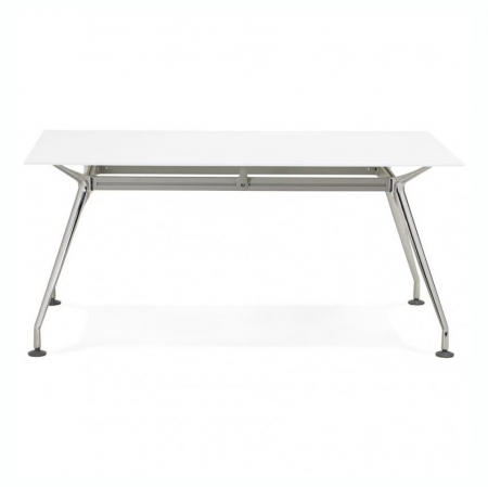 Birouri si mese - Birou managerial alb Bullet 160x80 cm blat sticla securizata, picioare otel crom, OT00360WH - Kokoon