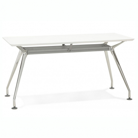 Birouri si mese - Birou managerial alb Milo 150x70 cm MDF alb, picioare otel crom, design modern, OT00410WH - Kokoon