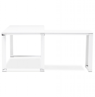 Birou managerial alb Warner 170 cm in forma de L, pal melaminat, picioare albe otel, OT00200WH - Kokoon [6]