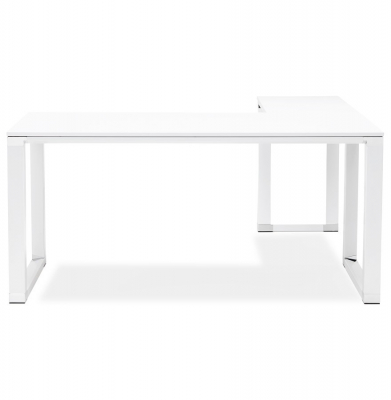 Birou managerial alb Warner 170 cm in forma de L, pal melaminat, picioare albe otel, OT00200WH - Kokoon [9]