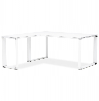 Birou managerial alb Warner 170 cm in forma de L, pal melaminat, picioare albe otel, OT00200WH - Kokoon [3]