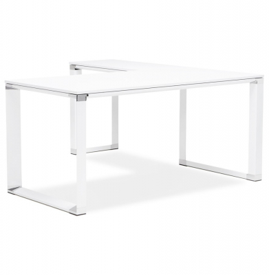 Birou managerial alb Warner 170 cm in forma de L, pal melaminat, picioare albe otel, OT00200WH - Kokoon [1]