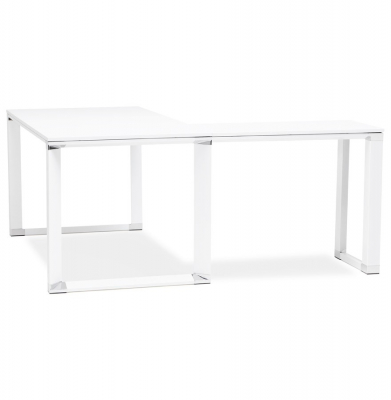 Birou managerial alb Warner 170 cm in forma de L, pal melaminat, picioare albe otel, OT00200WH - Kokoon [7]