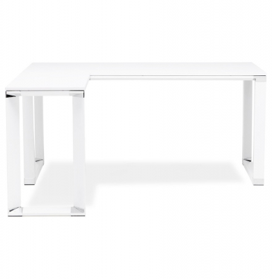 Birou managerial alb Warner 170 cm in forma de L, pal melaminat, picioare albe otel, OT00200WH - Kokoon [4]