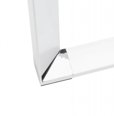 Birou managerial alb in forma de L Warner III 170 cm, sticla securizata alba, picioare albe otel, OT00210WH - Kokoon [16]
