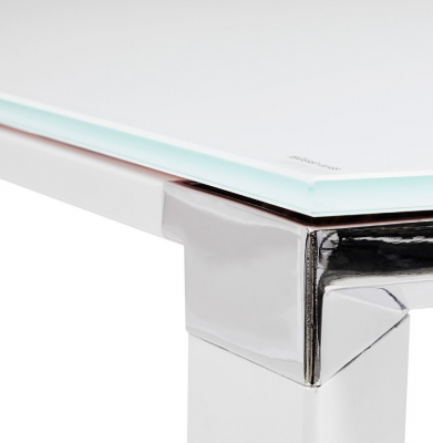 Birou managerial alb in forma de L Warner III 170 cm, sticla securizata alba, picioare albe otel, OT00210WH - Kokoon [13]