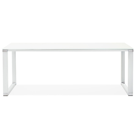 Birouri si mese - BIROU MANAGERIAL ALB WARNER III ALB 200X100 CM, STICLA SECURIZATA, PICIOARE ALBE OTEL,  OT01240WHWH - KOKOON