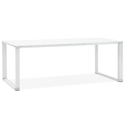 BIROU MANAGERIAL ALB WARNER III ALB 200X100 CM, STICLA SECURIZATA, PICIOARE ALBE OTEL,  OT01240WHWH - KOKOON [1]