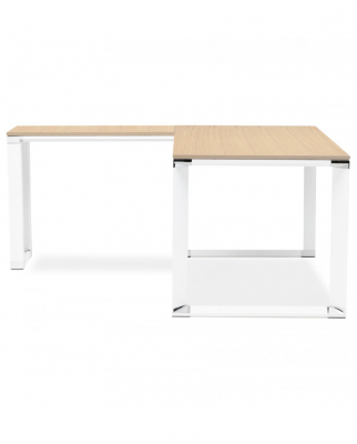 Birou managerial in forma de L Warner 170 cm, lemn natur pal melaminat, picioare albe otel, OT00580NAWH - Kokoon [1]