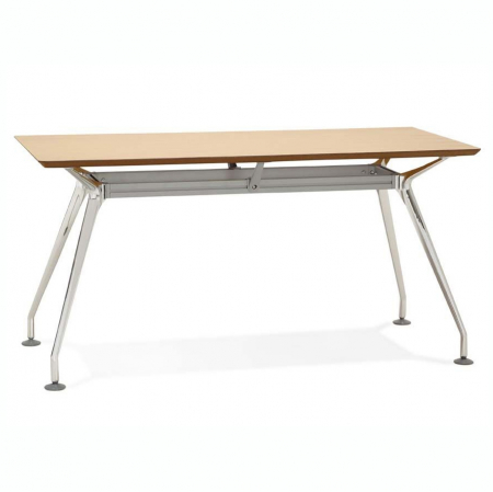 Birouri si mese - Birou managerial Milo 150x70 cm MDF furnir lemn natur, picioare otel crom, design modern, OT00390NA - Kokoon