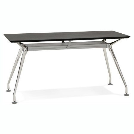 Birouri si mese - Birou managerial negru Milo 150x70 cm MDF textura lemn, picioare otel crom, OT00380BL - Kokoon