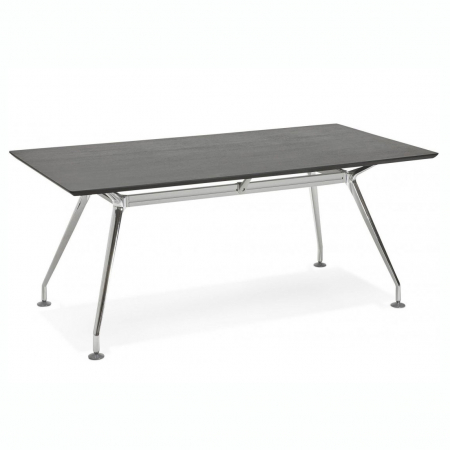 Birouri si mese - Birou managerial negru Milo 180x90 cm MDF textura lemn, picioare otel crom, design modern, OT00420BL - Kokoon