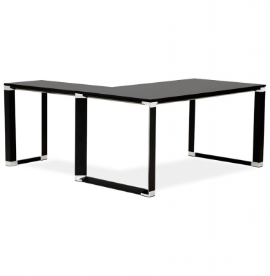 Birou managerial negru in forma de L Warner 170 cm, pal melaminat, picioare negre otel, OT00220BL - Kokoon [1]
