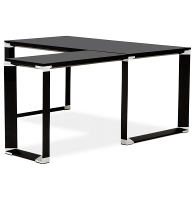 Birou managerial negru in forma de L Warner 170 cm, pal melaminat, picioare negre otel, OT00220BL - Kokoon [4]
