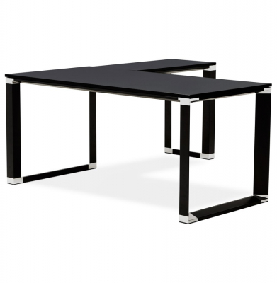 Birou managerial negru in forma de L Warner 170 cm, pal melaminat, picioare negre otel, OT00220BL - Kokoon [10]
