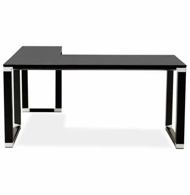 Birou managerial negru in forma de L Warner 170 cm, pal melaminat, picioare negre otel, OT00220BL - Kokoon [11]