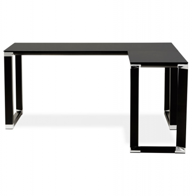 Birou managerial negru in forma de L Warner III 170 cm, sticla securizata neagra, picioare otel, OT00230BL - Kokoon [5]