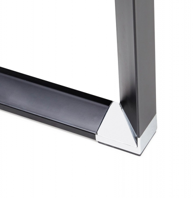 Birou managerial negru in forma de L Warner III 170 cm, sticla securizata neagra, picioare otel, OT00230BL - Kokoon [15]