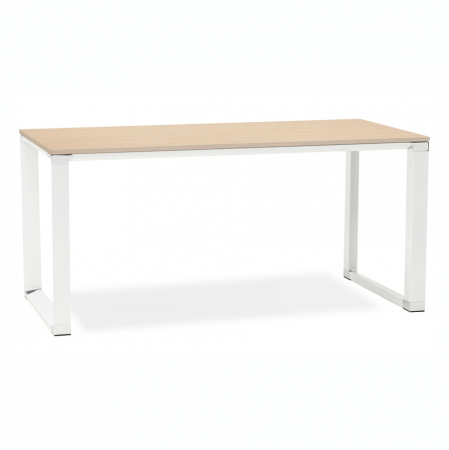 Birouri si mese - Birou managerial Warner II 160x80 cm, lemn natur pal melaminat, picioare albe otel, OT00540NAWH - Kokoon