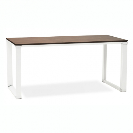 Birouri si mese - Birou managerial Warner II 160x80 cm, nuc pal melaminat, picioare albe otel, OT00550WAWH - Kokoon