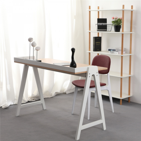 Birou minimalist Kompas-123x59 cm lemn-alb/negru, KH010100934 - King [8]