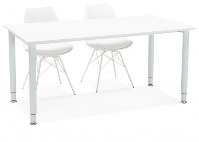 Birou modern alb Asal 160x80 cm, pal melaminat, picioare albe otel, OT00490WHWH - Kokoon [8]