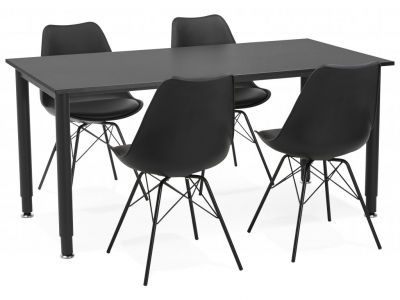 Birou modern negru Asal 160x80 cm, pal melaminat, picioare negre otel, OT00500BLBL - Kokoon [10]