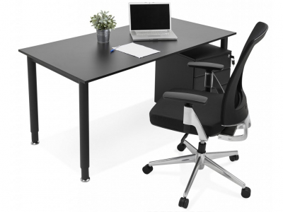 Birou modern negru Asal 160x80 cm, pal melaminat, picioare negre otel, OT00500BLBL - Kokoon [8]