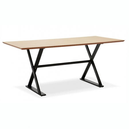 Birouri si mese - Birou modern Xenia 180x90 cm MDF furnir natural lemn natur, picioare negre metal forma X, stil industrial, OT00640NA - Kokoon